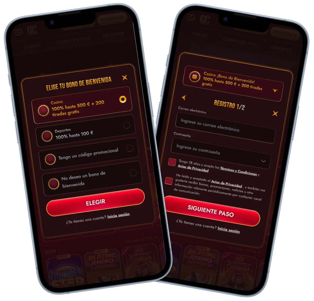 GrandClub: registro e inicio de sesión